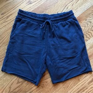 H&M Navy Raw Edge Draw String Sweat Shorts Size Medium